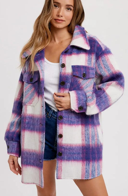 Purple Brushed Flannel Shacket