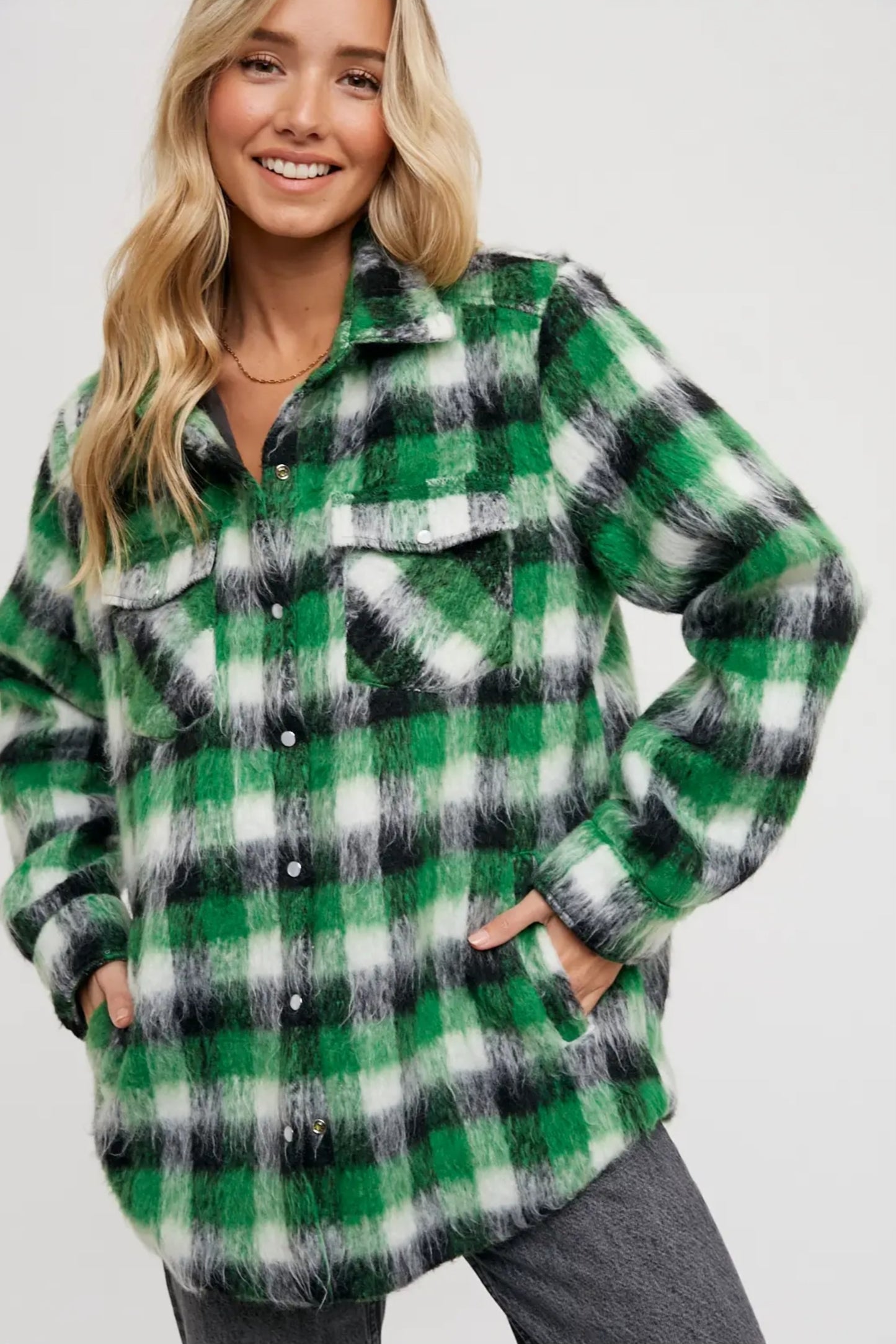 Brushed Flannel Plaid Shacket