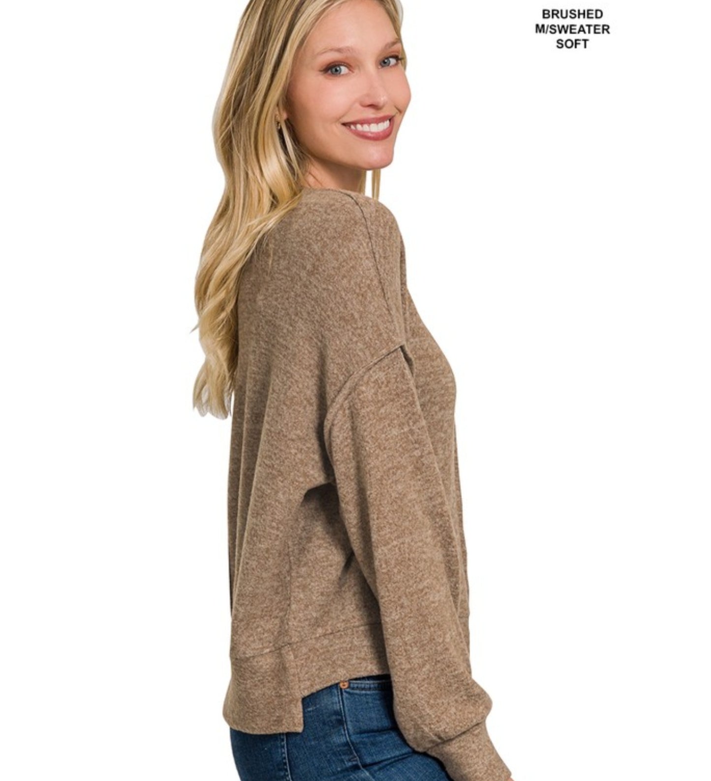 Brushed Melange Hi Low Hem Sweater