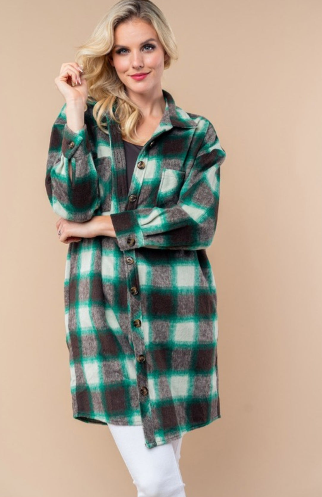 Plaid Print Shacket