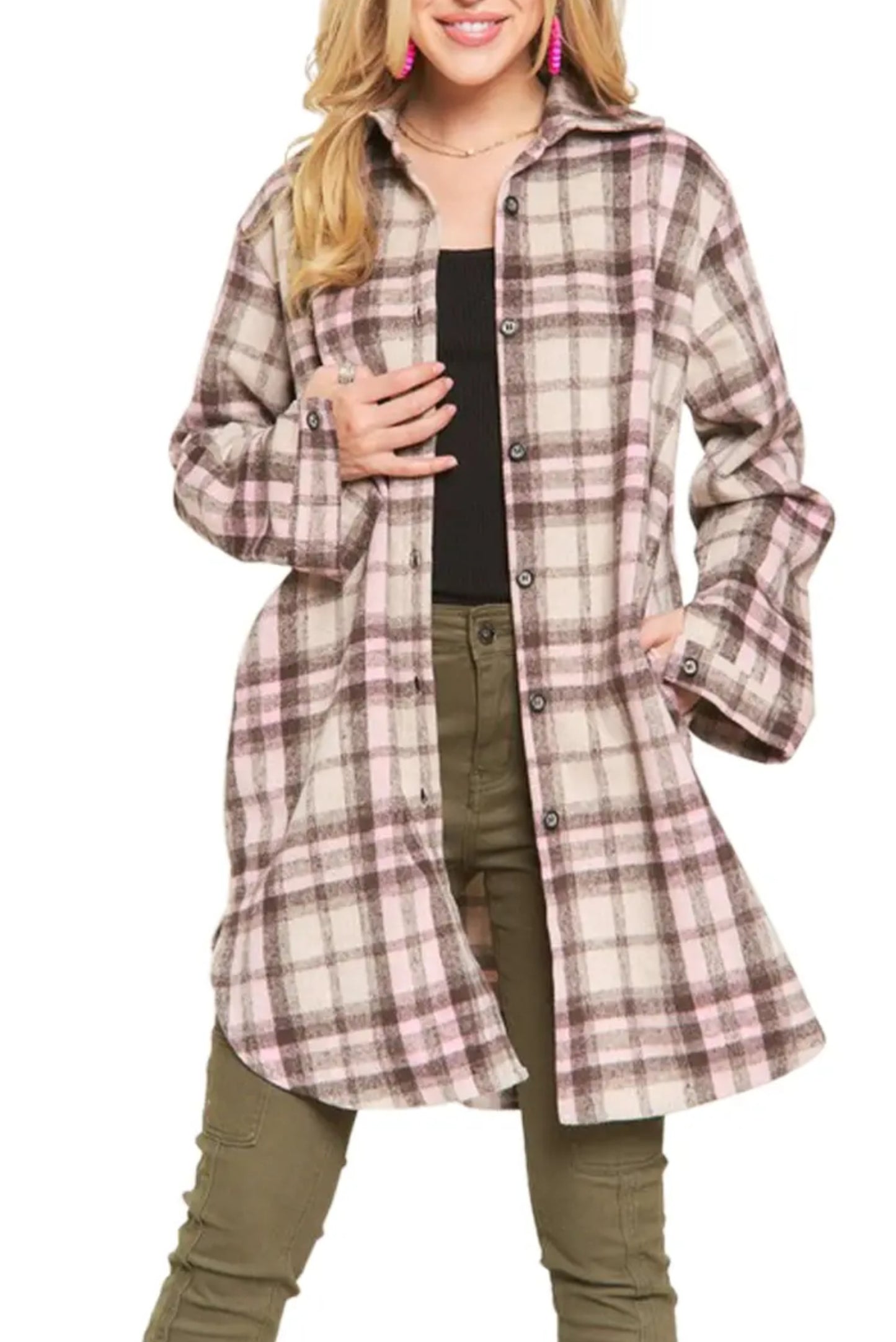 Button Down Plaid Shacket