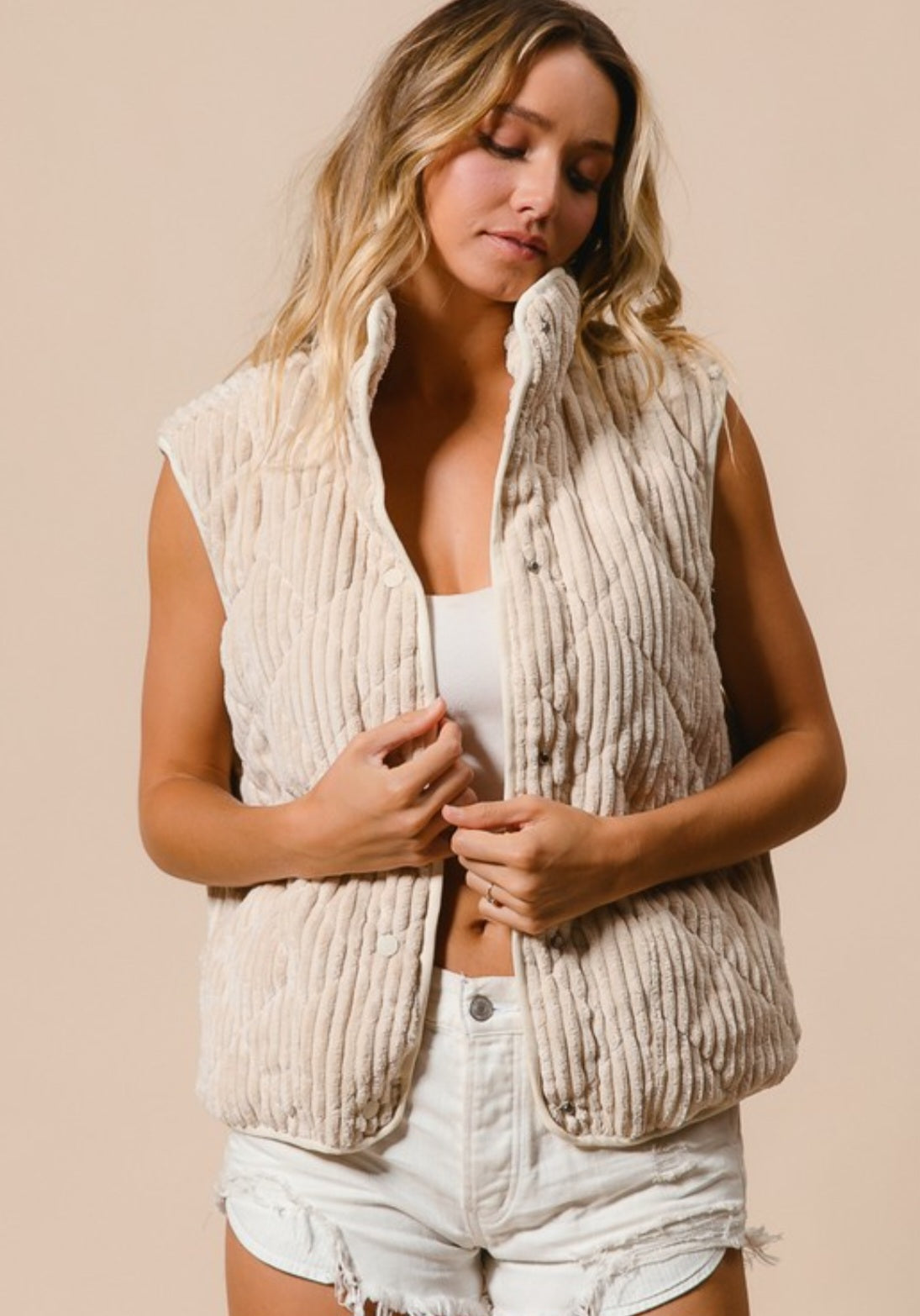 Quilted Corderoy Buttoned Vest