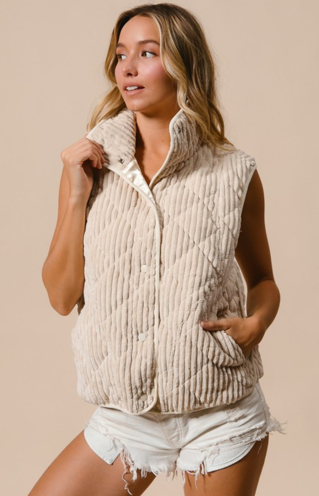 Quilted Corderoy Buttoned Vest