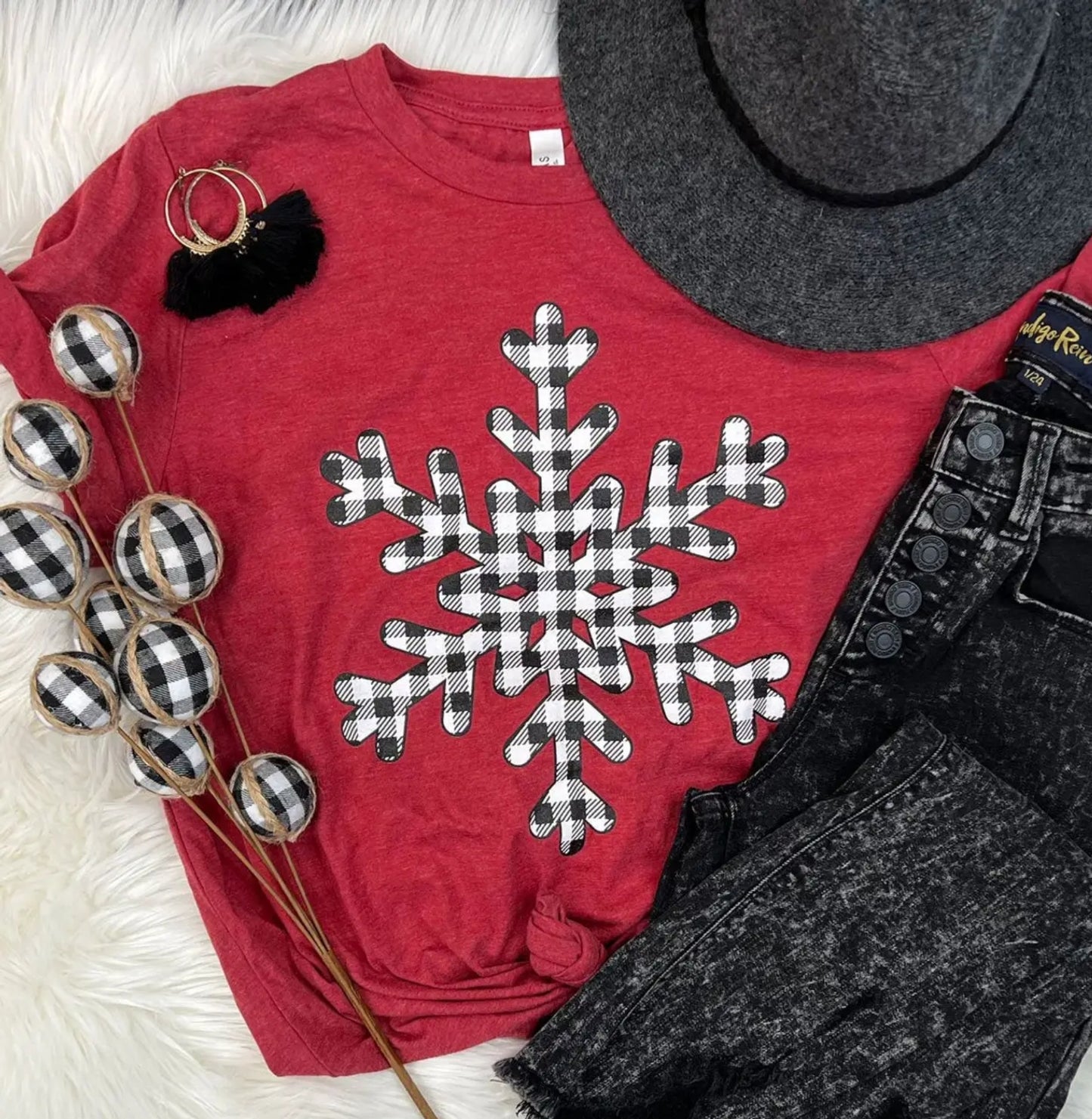 Buffalo Plaid Snowflake Tee