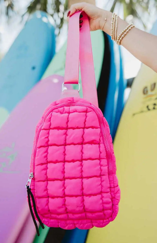 Hot Pink Quilted Sling Bag