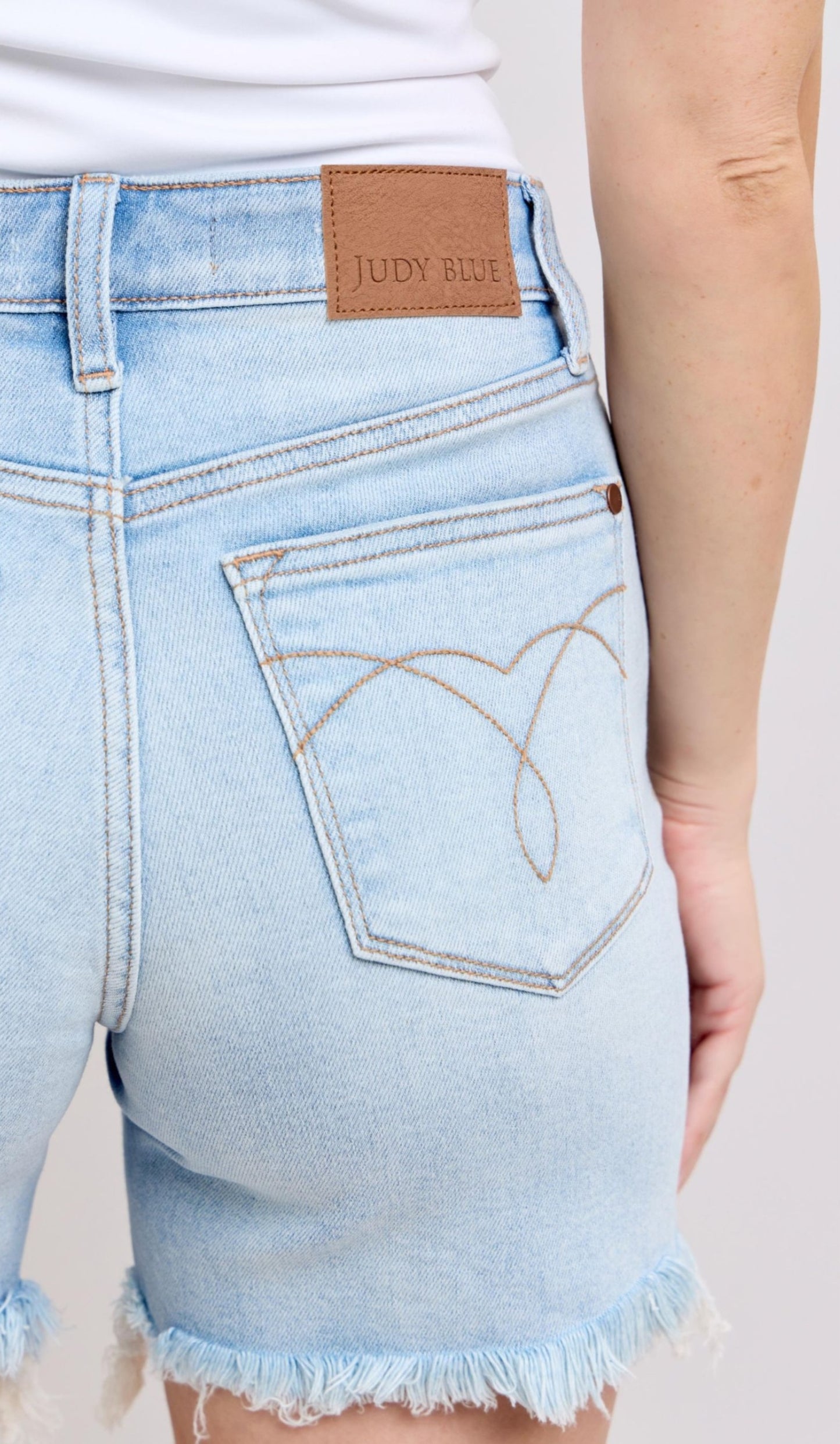 Judy Blue Long Cut Off 2 Button Dad Shorts