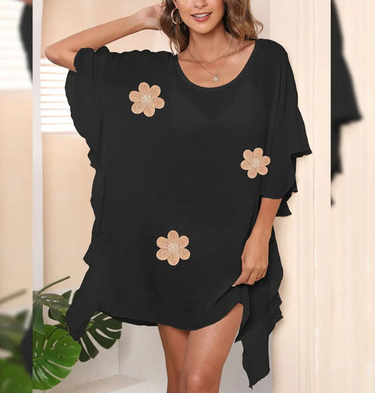 Floral ruffled Summer Beach Cover Up