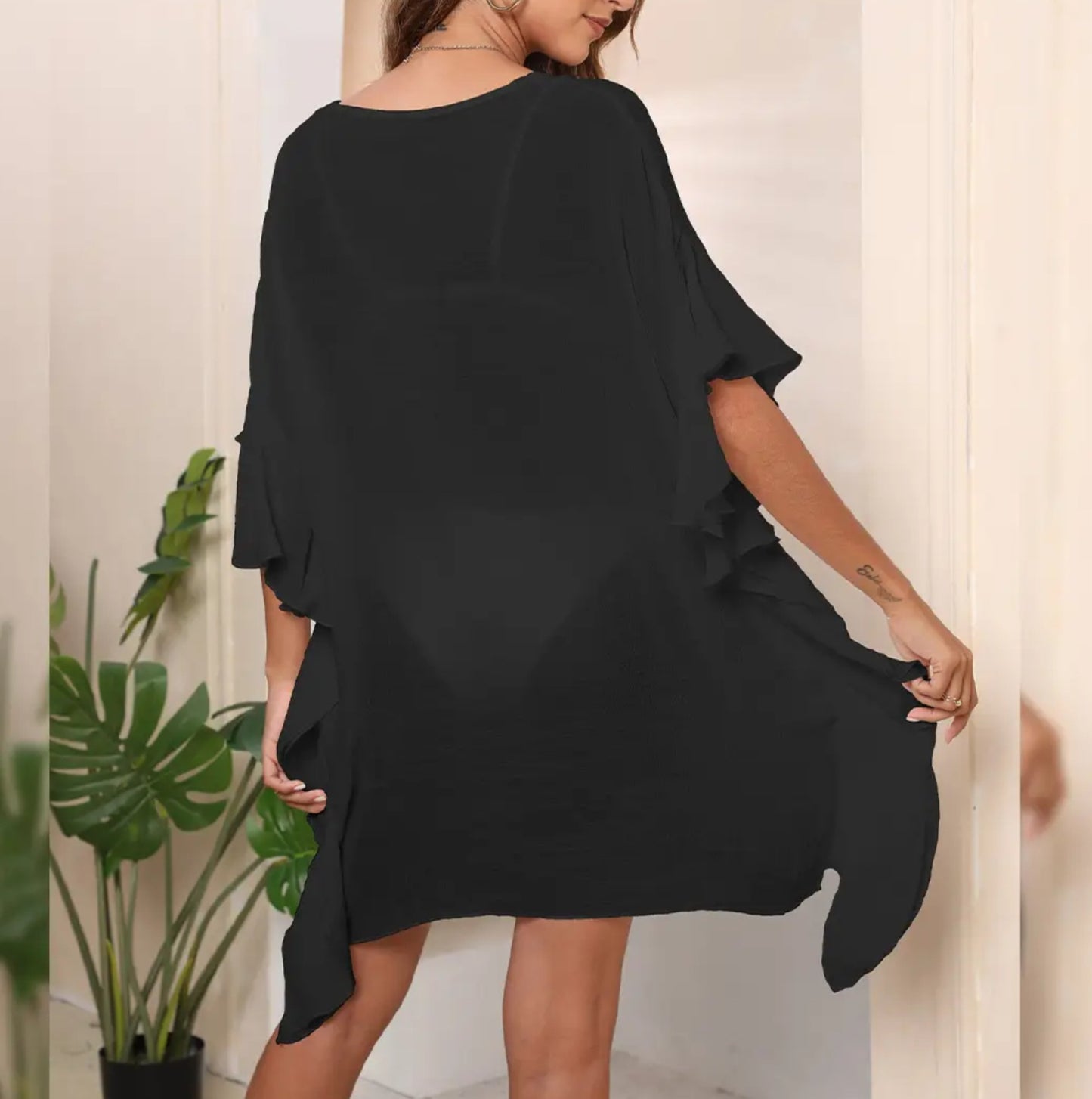 Floral ruffled Summer Beach Cover Up