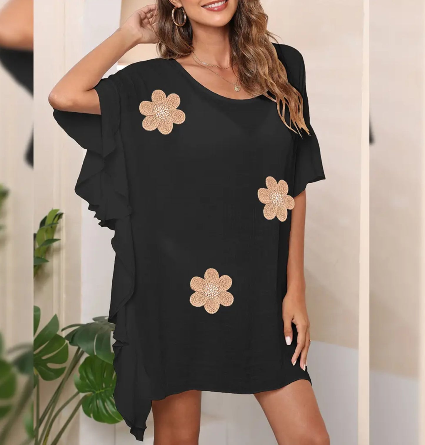 Floral ruffled Summer Beach Cover Up