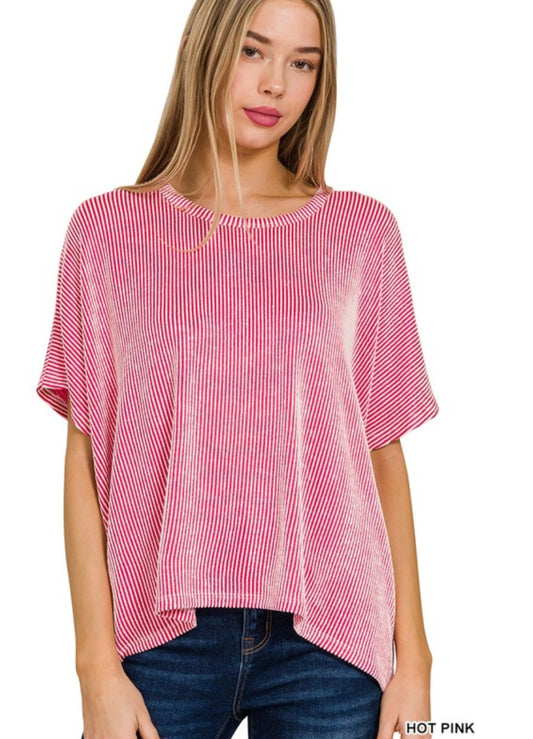 Striped Oversized Ribbed Tee