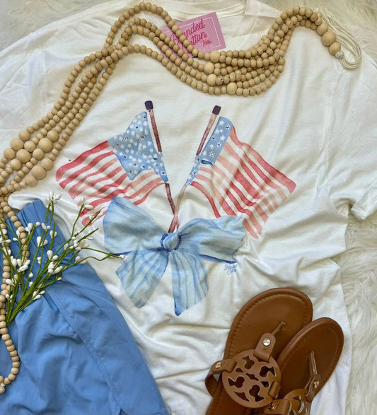 Red White & Bow Tee