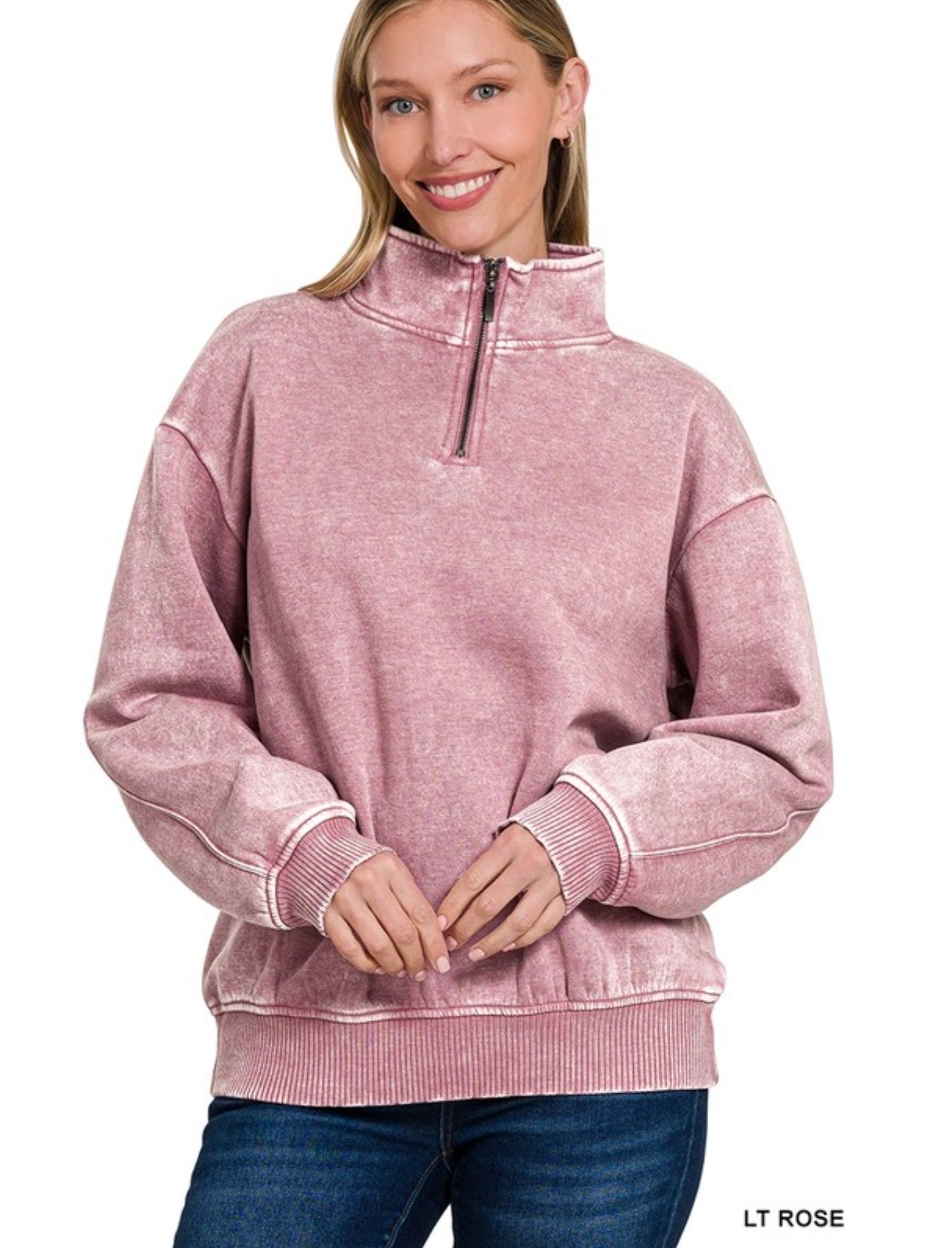 Acid Wash Quarter Zip