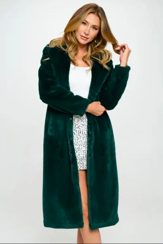 Green Faux Fur Coat