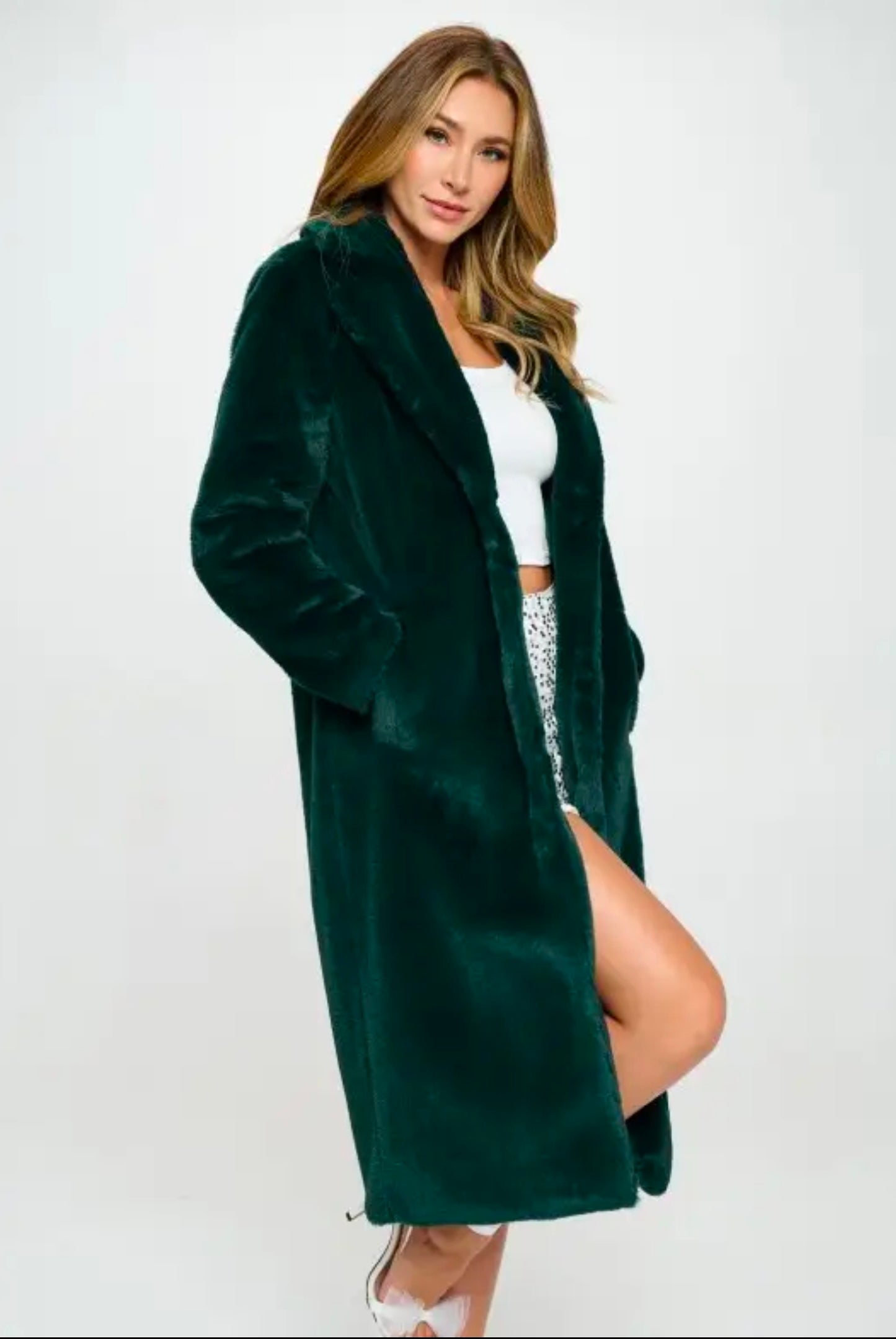 Green Faux Fur Coat