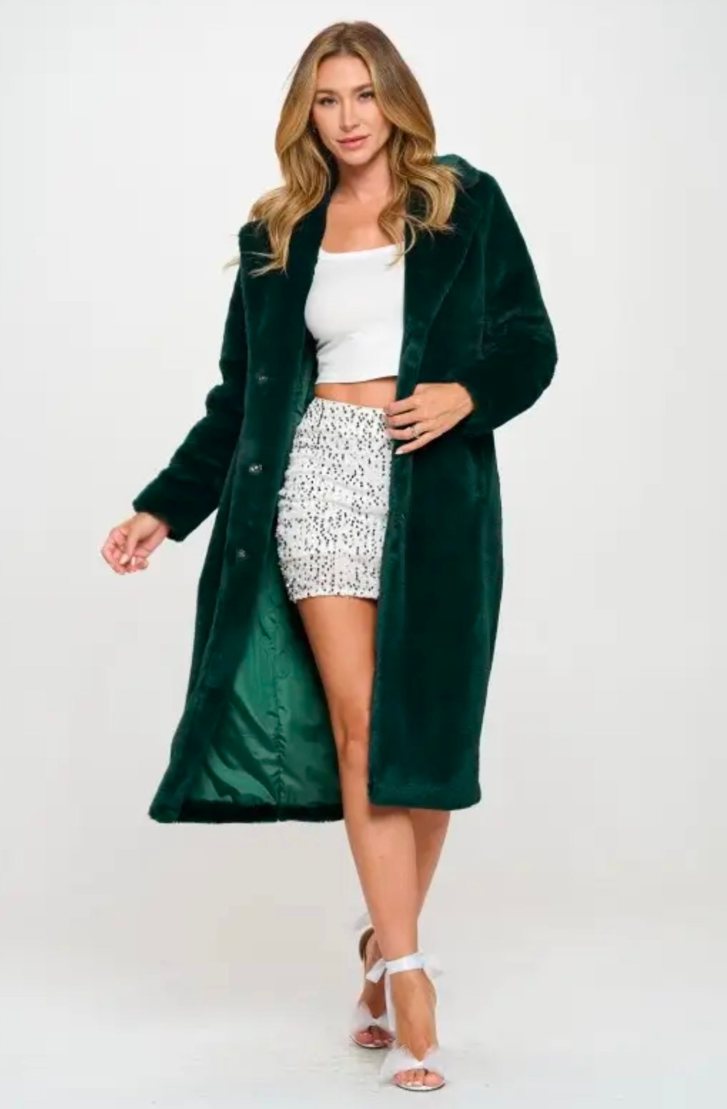 Green Faux Fur Coat