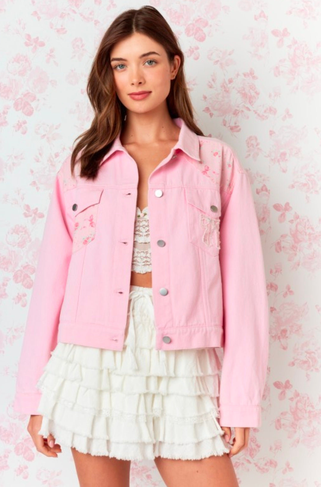 Pink Bow Twill Jacket