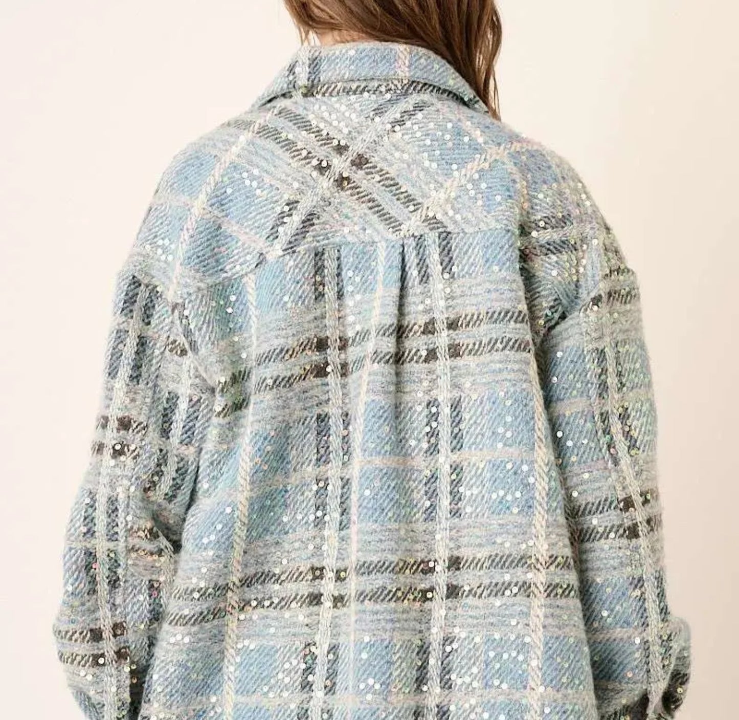 Sequin Plaid Oversized Shacket