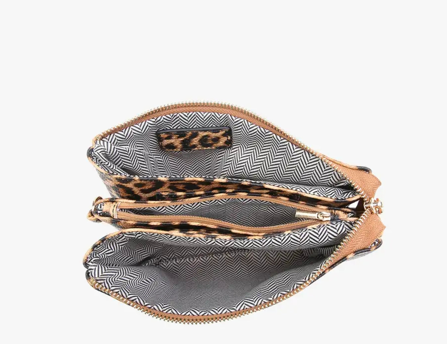 Leopard 3 Compartment Crossbody