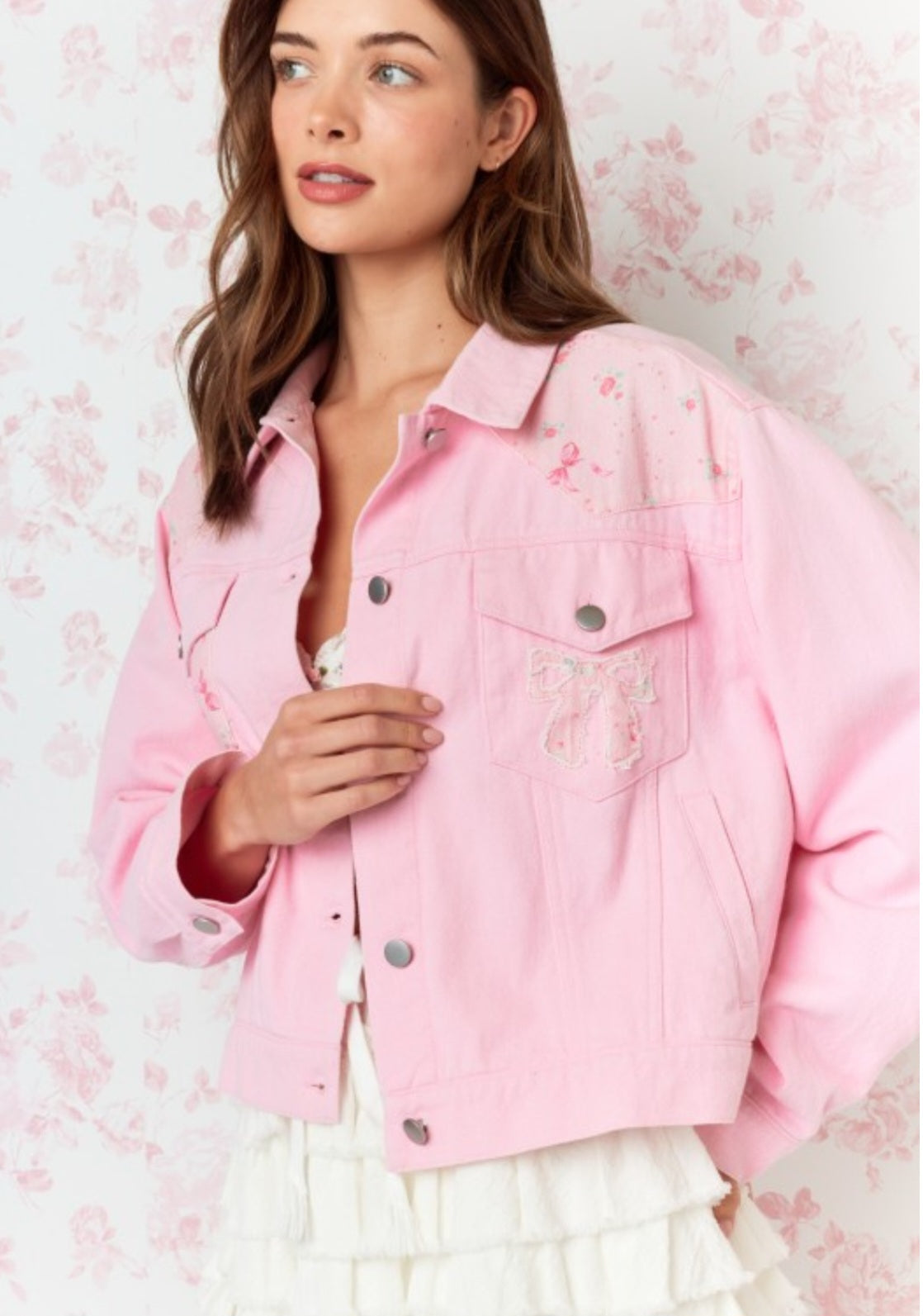 Pink Bow Twill Jacket