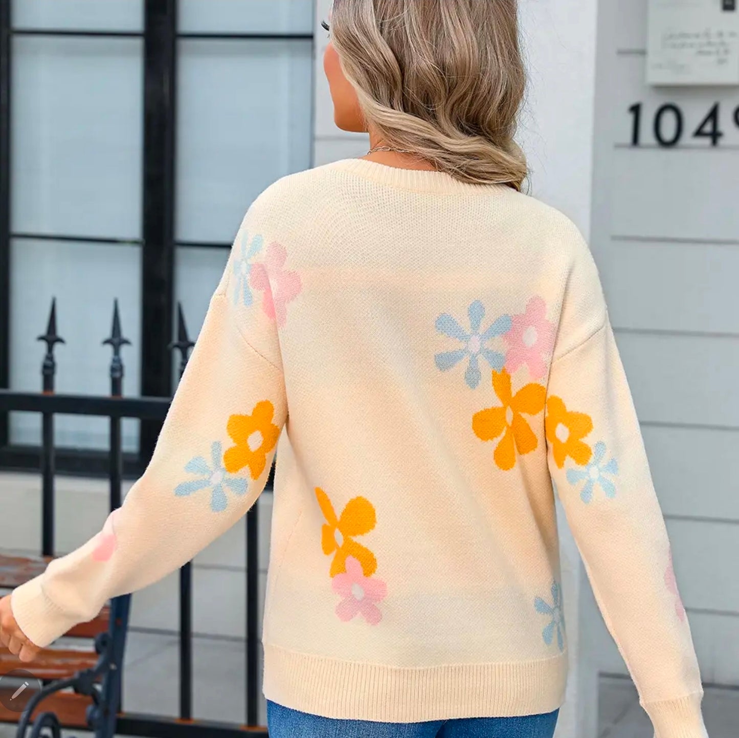 Pastel Floral Knit Sweater