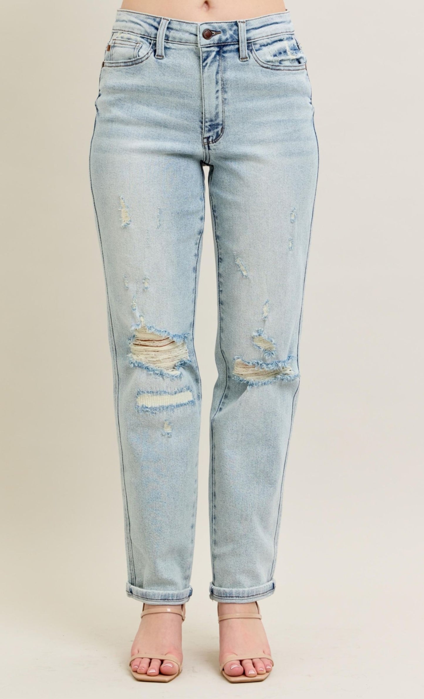 Judy Blue Destroy Single Cuff Boyfriend