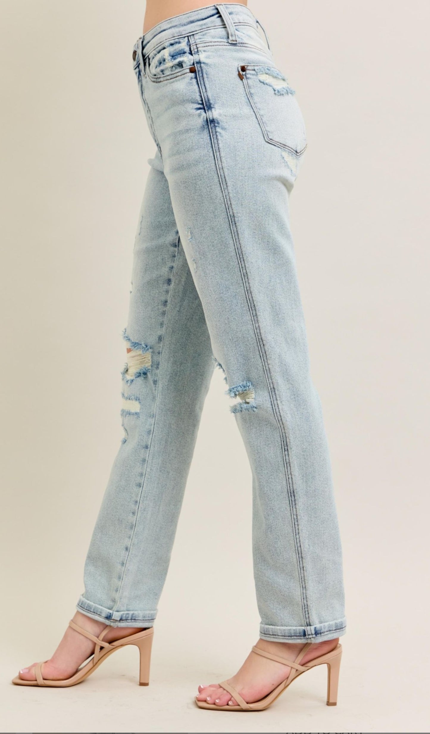 Judy Blue Destroy Single Cuff Boyfriend