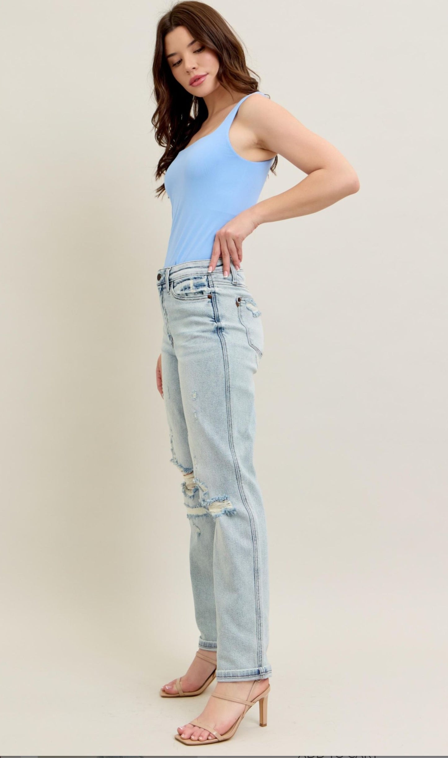 Judy Blue Destroy Single Cuff Boyfriend