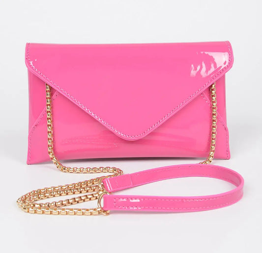 Enamel Envelope Clutch