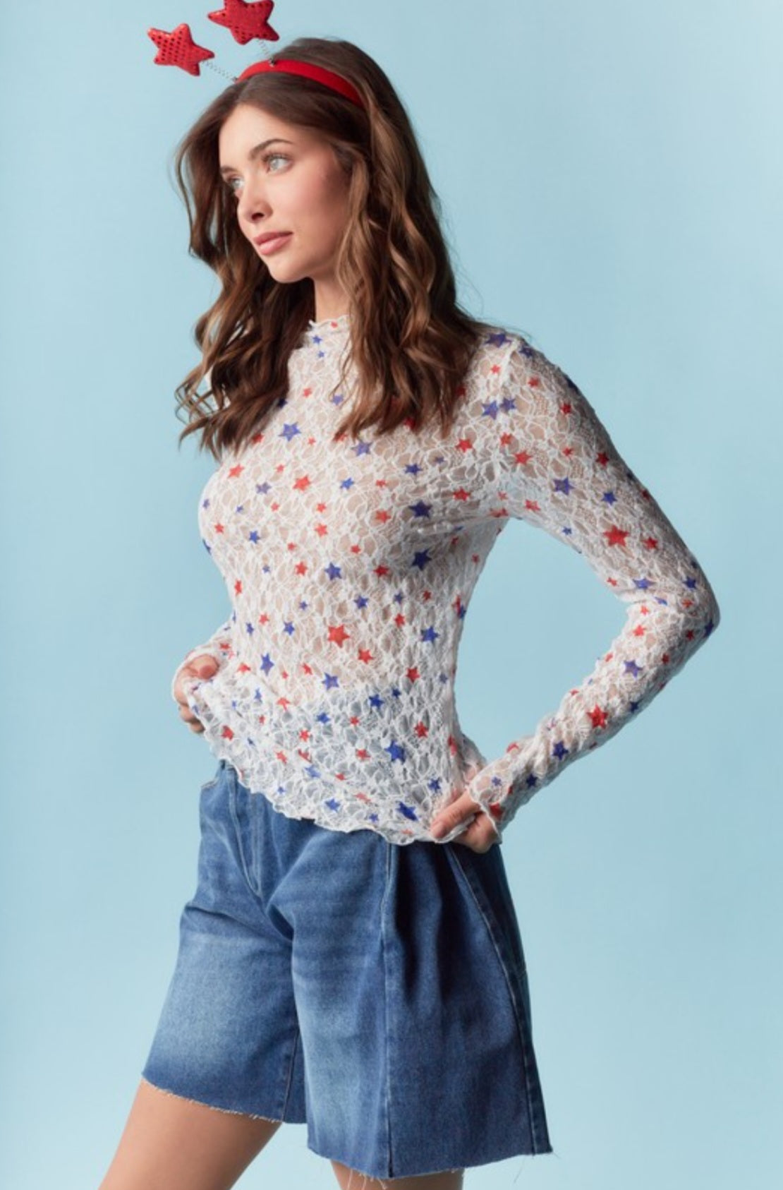 Patriotic Star Lace Top