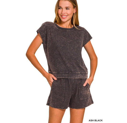 Premium Cotton Washed Shorts Set