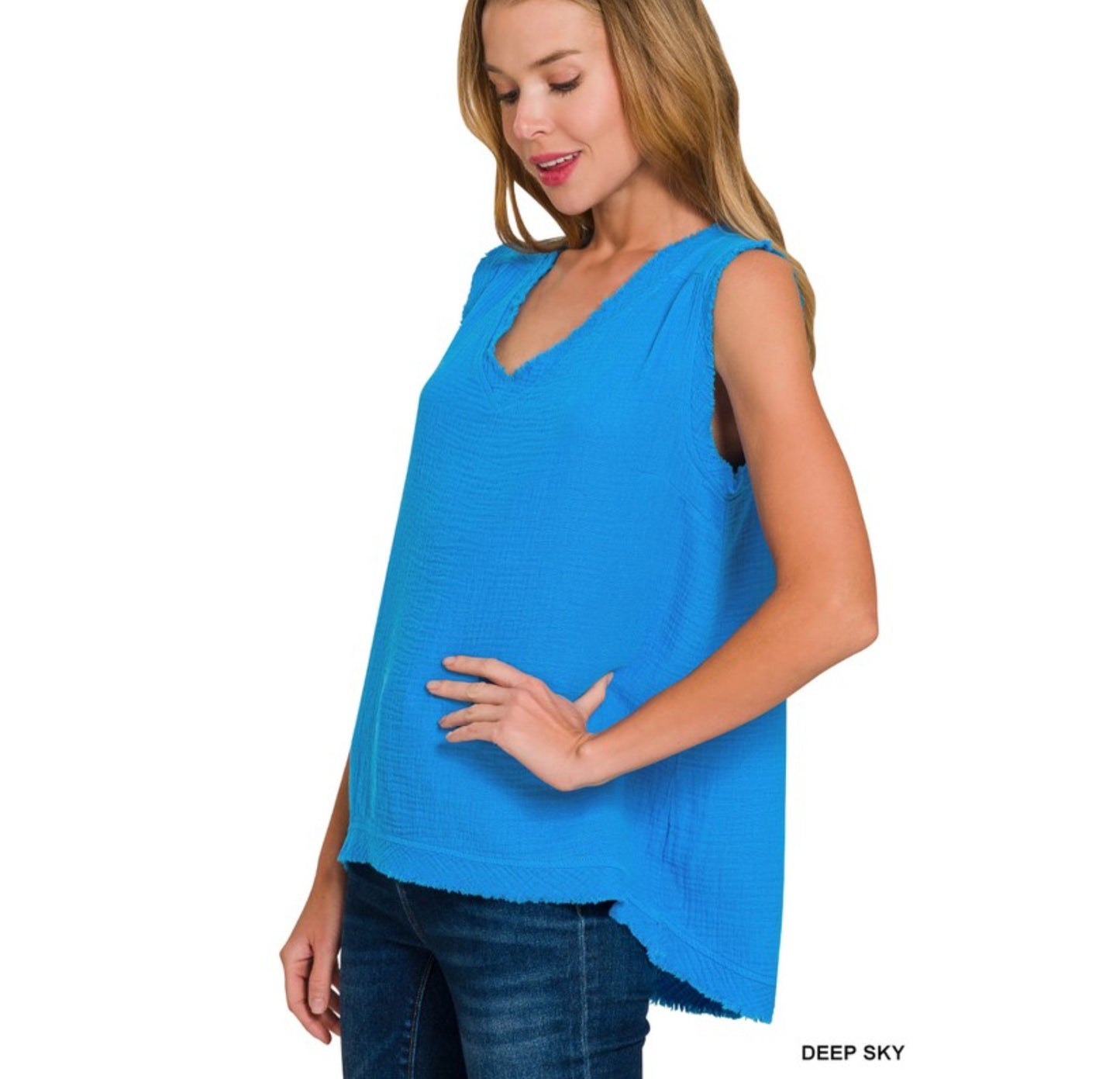 Raw Edge Vneck Tank
