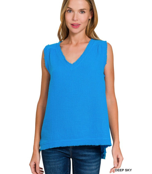 Raw Edge Vneck Tank