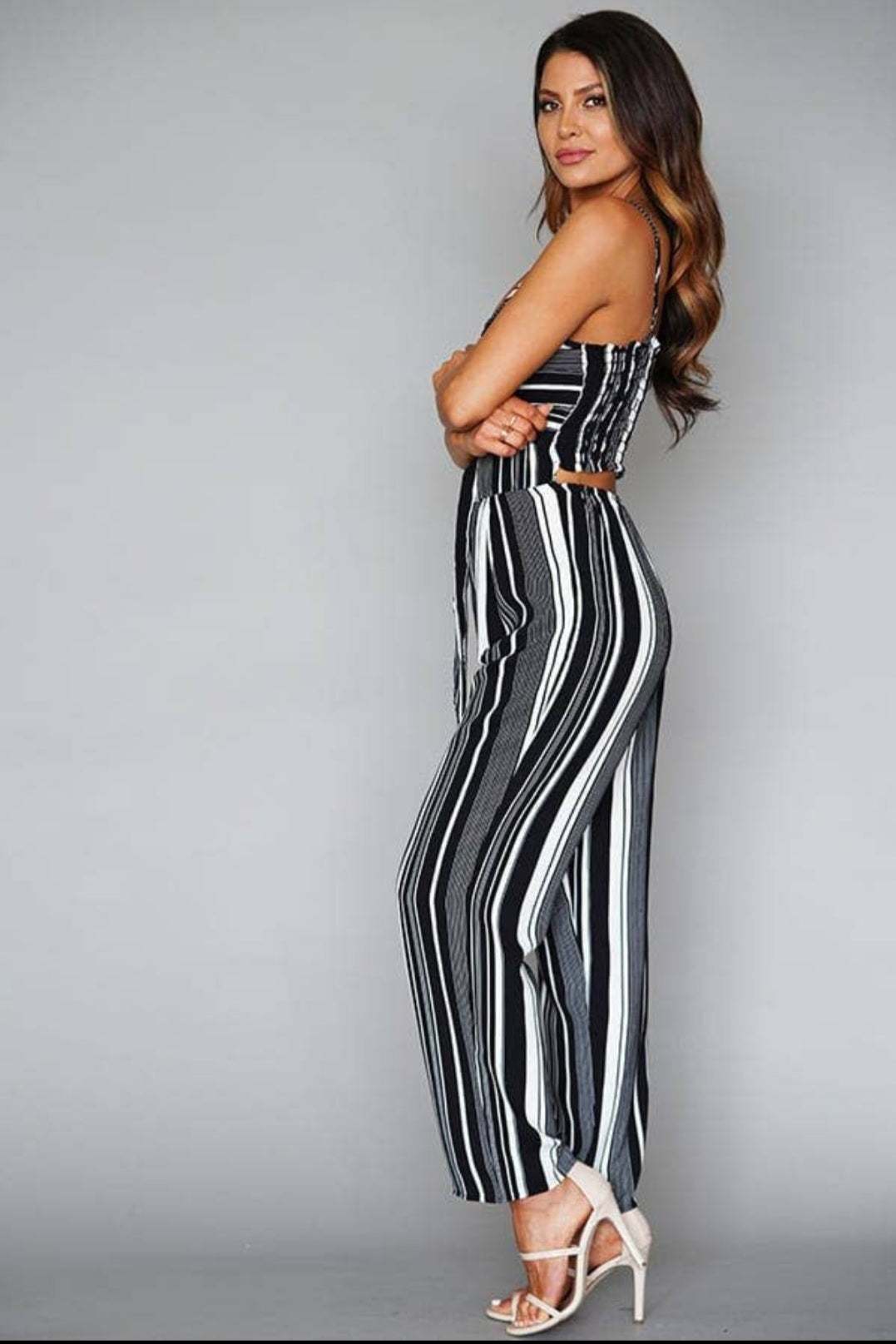 Multi Stripe Front Tie Jumpsuit