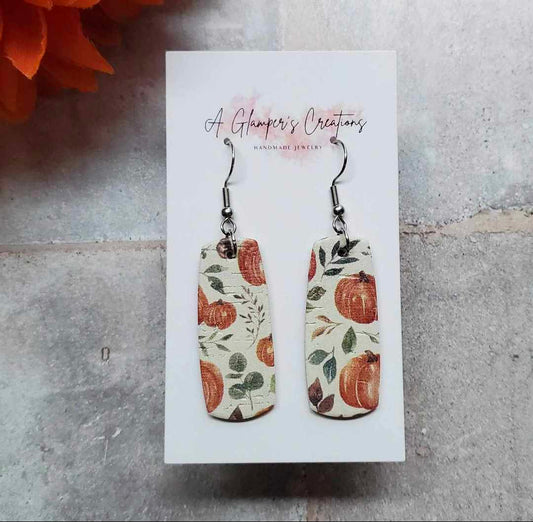 Pumpkin Cork Leather Mini Bar Leather Earrings