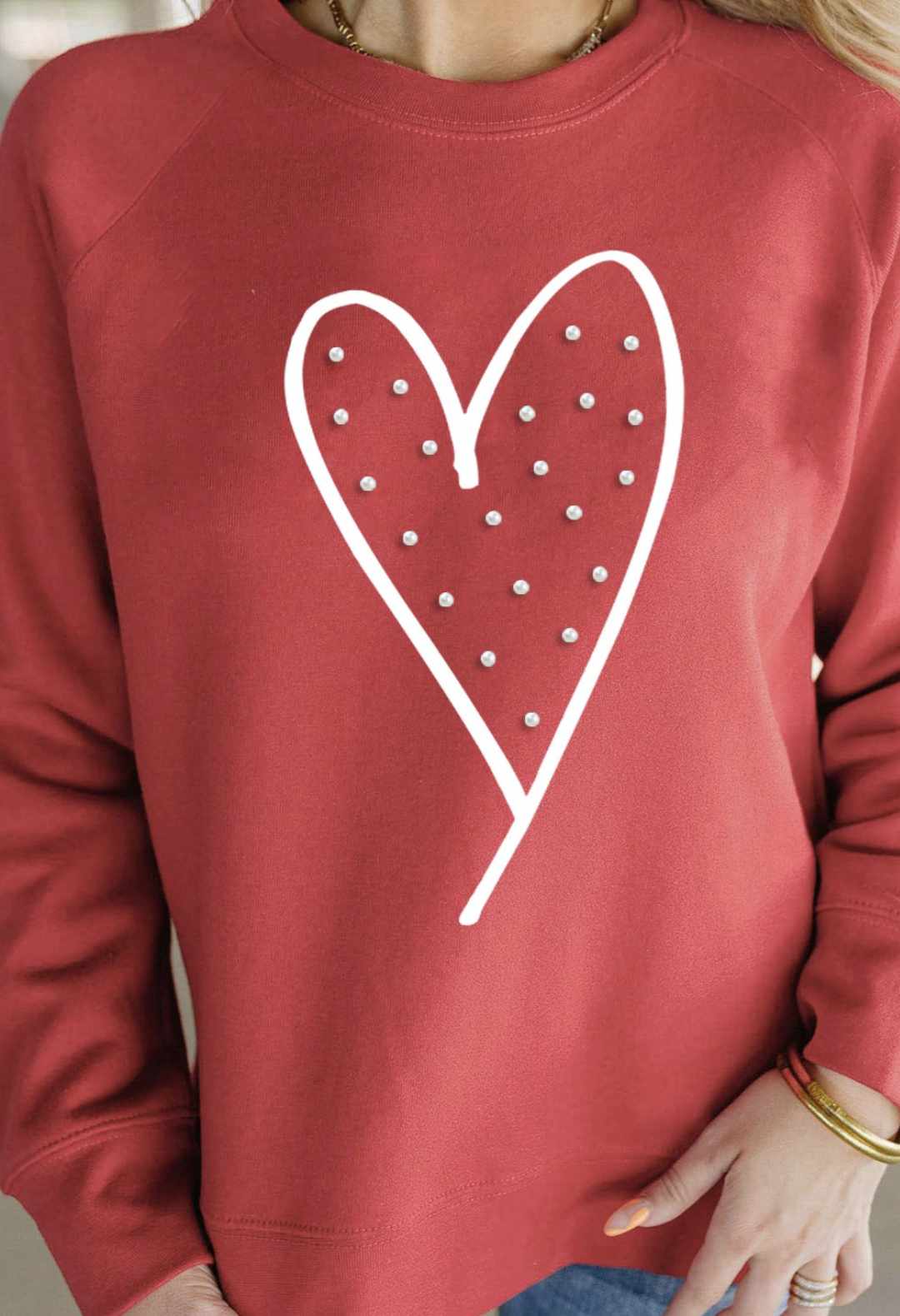 Red Pearl Heart Sweatshirt