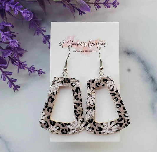 Boots Leopard Dangle Leather Earrings