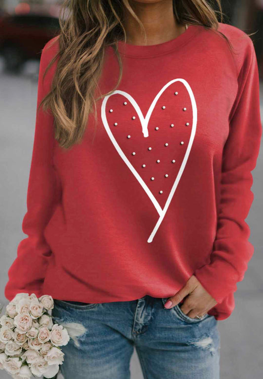 Red Pearl Heart Sweatshirt